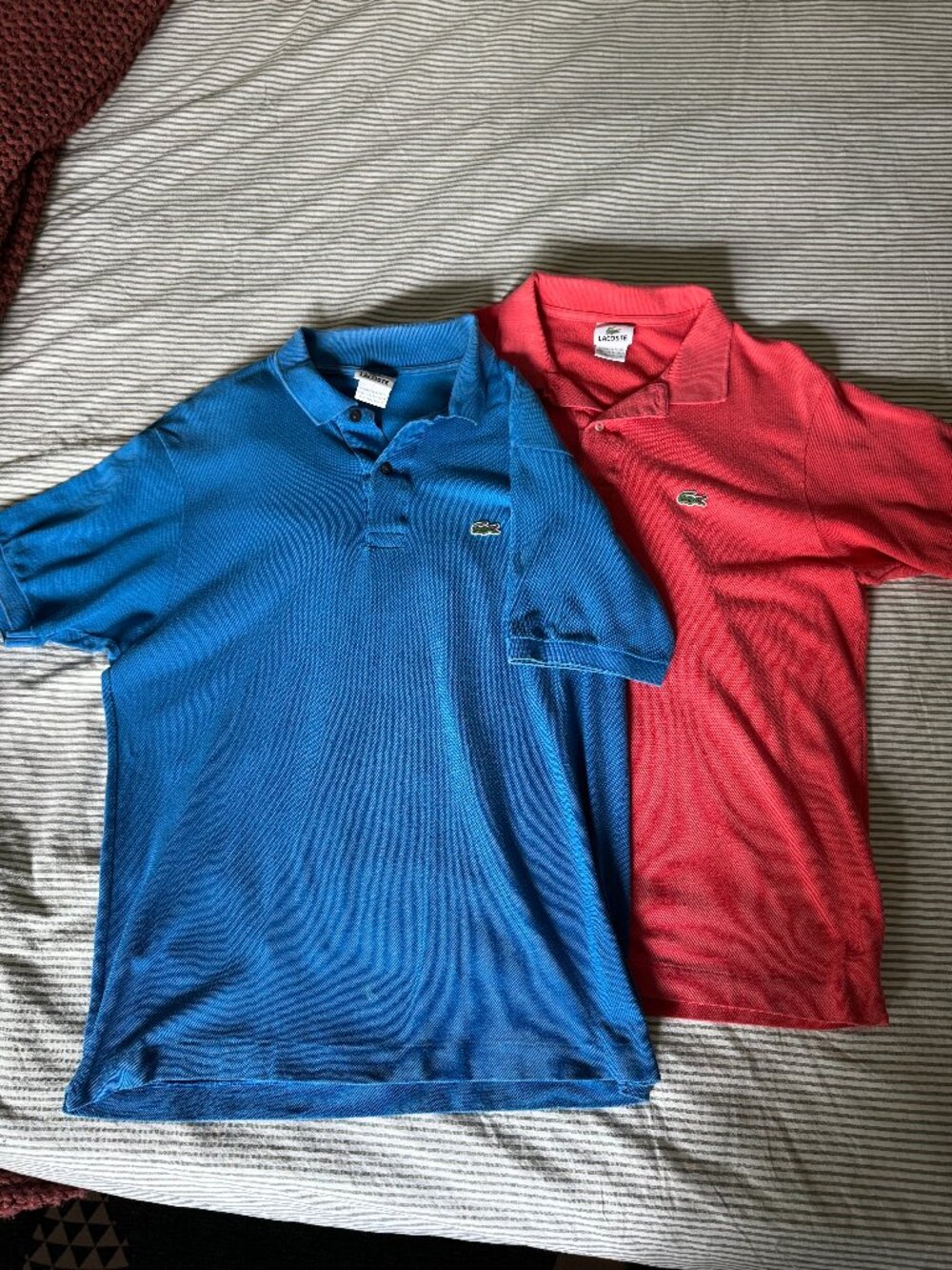 Lacoste L1212 Classic Polo Bundle | Size 5 (M) | Blue + Coral | 2-Pack